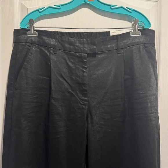 450 -American Eagle high rise ultra wide leg trouser - shiny black - Picture 2 of 11